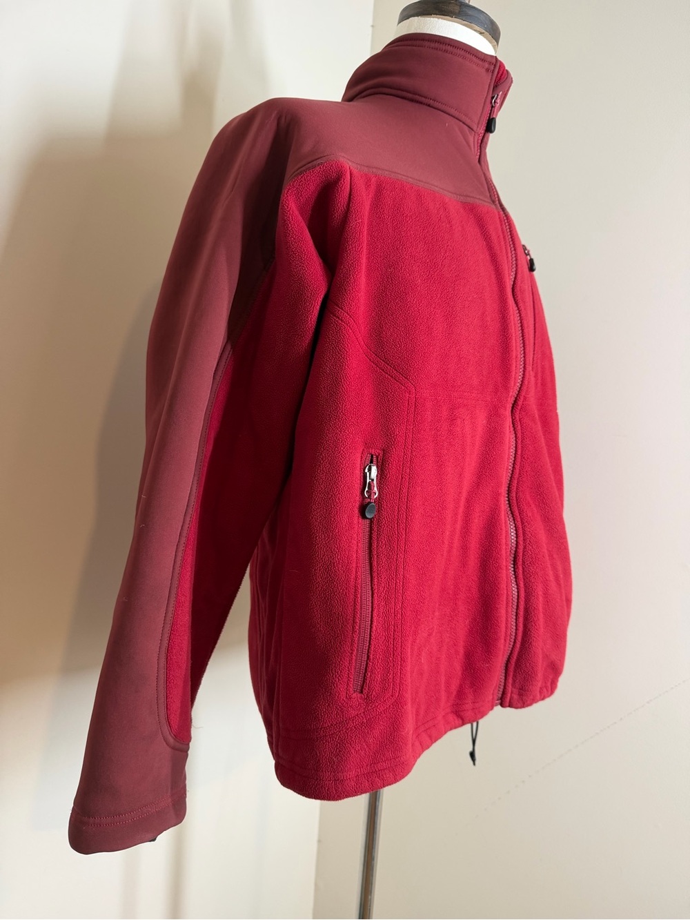 LL Bean Men’s Polartec Thinsulate Soft Shell -SZ L- Burgundy Flex Fleece Jacket - Picture 6 of 9
